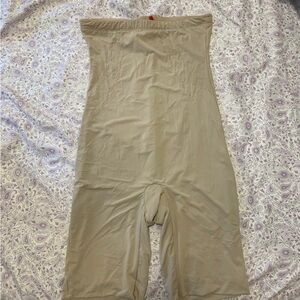 SPANX Beige Nude Shaping Shorts with Red Logo Tag